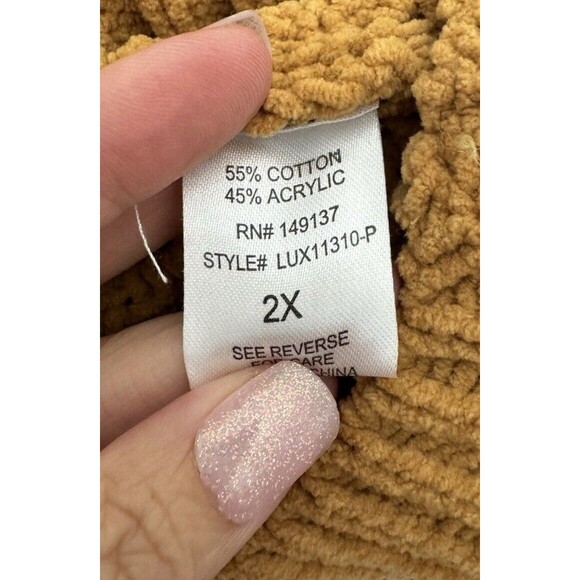 Shirley Lee Women's Long Sleeve Mustard Yellow Chunky Knit Sweater Comfy 2X - Picture 6 of 10